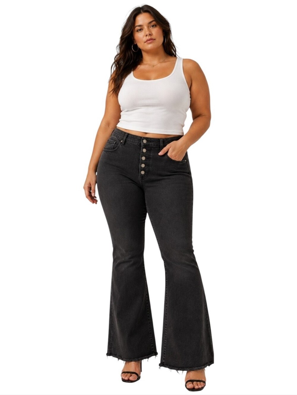 Judy Blue High Waisted Button Fly BootCut Black Jeans Women's Size 16